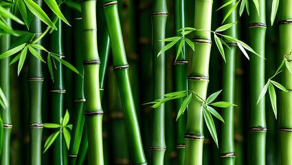 Lush green bamboo texture for tranquil oriental aesthetics