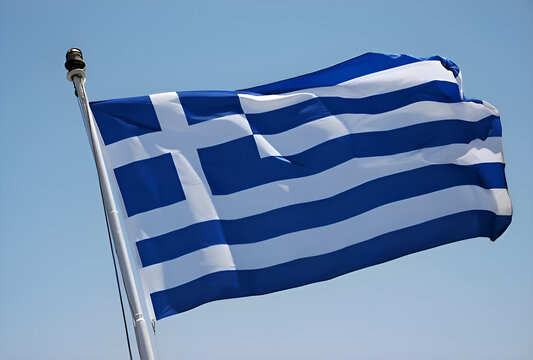 greek flag against blue sky