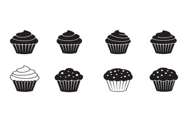 Beautiful cupcake silhouettes highlighting creative frosting styles