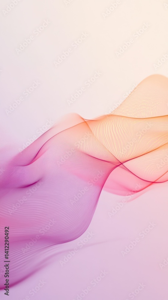 Poster abstract flowing lines, delicate gradient colors blending seamlessly together and calming