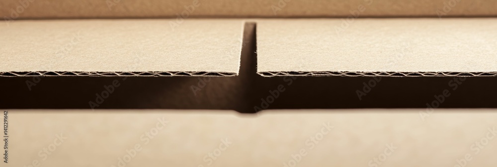 Poster macro perspective of corrugated cardboard edge and interlocking structure detail