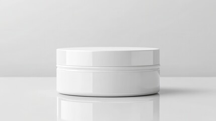 Cream jar. Cosmetic jar mockup, Round white bottle. Plastic creme container blank. Realistic clear body skin beauty cream, corporate branding identity simple can, vector mockup.