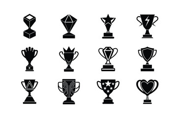 Set of awards and trophy vector silhouette