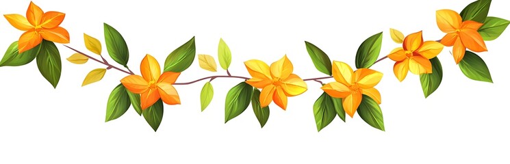 Indian flower door garland made of leaves and flowers for festivals on a white background