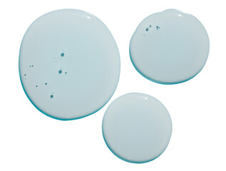 Blue round drops gel serum isolated on a transparent background. PNG.