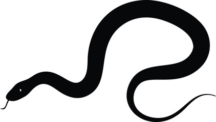 Curvy Snake Silhouette With Tongue, Transparent Background Serpent Reptile