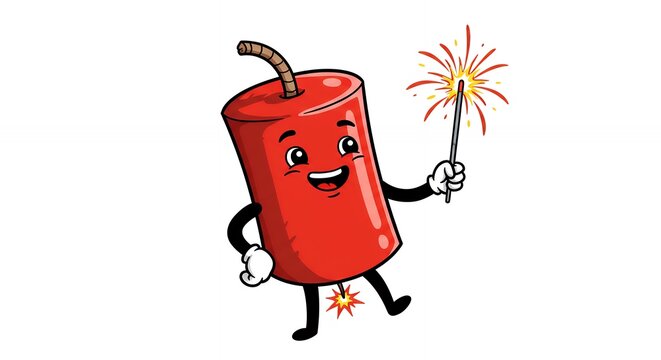red dynamite cartoon character holding sparkler clip art preview