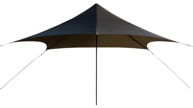 Elegant Star Tent: A sleek, modern star tent provides shelter, its striking design casting an intriguing silhouette against the sky. Capturing its modern, minimalist and captivating aesthetic.