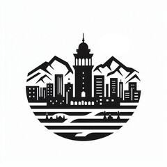 city skyline silhouette, city skyline vector, afghanistan skyline, afghanistan, skyline, vector, black and white, silhouette, sketch of the city, city buildings vector illustration