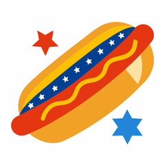 Hotdog Vector Illustration for 4th of July BBQ and Independence Day Designs
