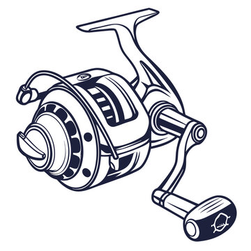 recommend clip art: Detailed fishing reel vector illustration angling equipment and fishing hobby graphics