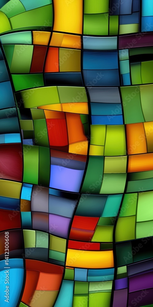 Aufkleber a colorful piece of art with many different colors and shapes. the colors are bright and the shapes 