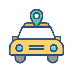 Taxi Cab Representing Local Ground Transport Icon Design