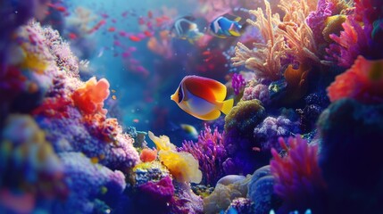 Obraz premium Beautiful underwater world filled with tropical fish and vibrant marine life