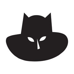 Obraz premium A simple, minimalistic black and white illustration of a mask and a hat.