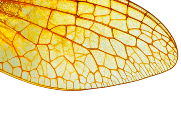Golden Insect Wing: Honeycomb Veins on White