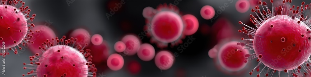 Poster a close up of a bunch of red balls that are all different sizes. the balls are all clustered togethe