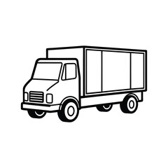 Outlined cargo truck. Vector line art illustration coloring page for kids