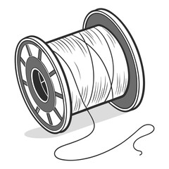 Spool of thread monochrome illustration for sewing crafting and design projects