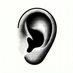Ear Illustration in Halftone Style suitable for editorial use