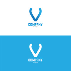 V Letter Logo with Shape Line Style &ndash; Flat Vector Design on Dual Background for Business and Branding.