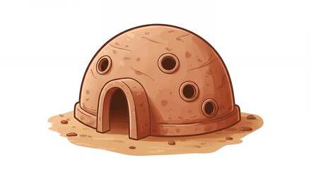 Fototapeta premium Traditional dome shaped home illustration