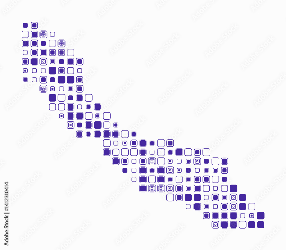 Poster curacao, shape of the country build of colored cells. digital style map of the curacao on white back