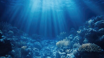 Naklejka premium Blue ocean underwater world with vibrant marine life