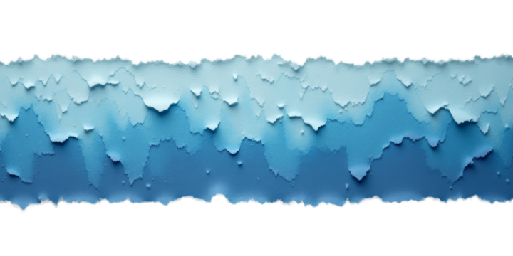 Torn Paper Edge Texture, Blue Gradient, Transparent Background.