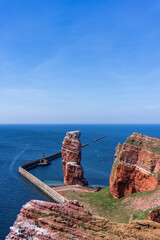 View from the Lummenfelsen to Lange Anna in Helgoland, an island in the German Bight of the North Sea