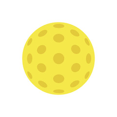 Yellow ball close up for pickleball. Equipment for sport game. Vector illustration