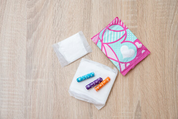 Pads and tampons. Menstrual cycle. Hygiene and protection