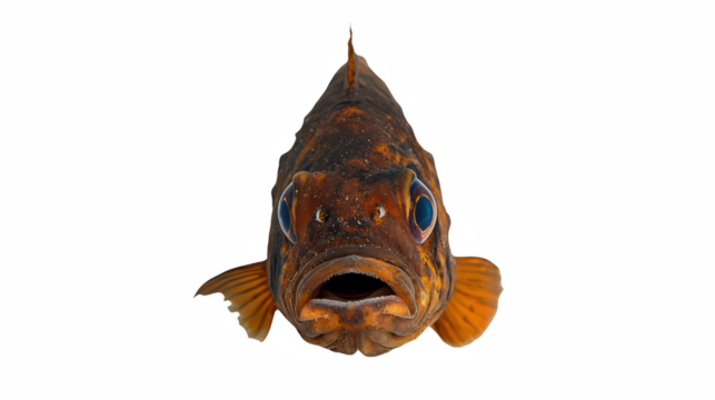 a portrait of a fish on a transparent background, PNG image, PNG file, Generative art.