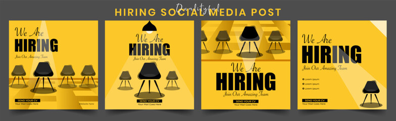 We Are Hiring Social Media Post Template for Job Vacancies Recruitment Ads and Career Opportunities Fully Editable Design Ideal Companies Promoting Open Positions on Instagram Facebook and LinkedIn.