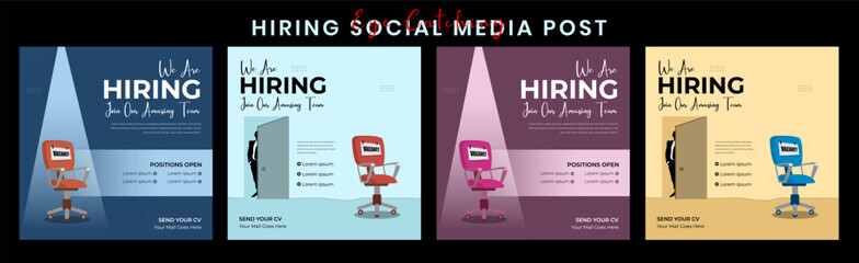 We Are Hiring Social Media Post Template for Job Vacancies Recruitment Ads and Career Opportunities Fully Editable Design Ideal Companies Promoting Open Positions on Instagram Facebook and LinkedIn.