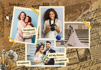 Scrapbook Photo Collage Moodboard Mockup Layout