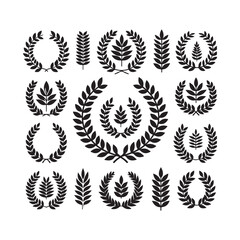 Laurel Wreath Vector Set. Collection of Foliate Award Wreaths for Cinema Festivals etc
