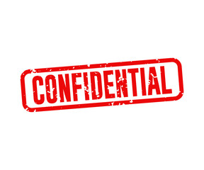 Text confidential grunge. Grunge design with dust scratches. Red rubber stamp illustration on transparent background. 
