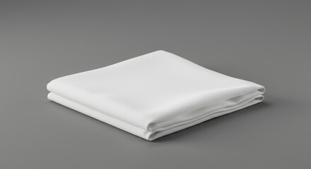 Neatly Folded White Handkerchief on Gray Background