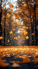 Autumn Forest Phone Wallpaper Falling Orange Leaves & Serene Path | Vertical 4K Mobile Background

