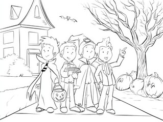 Obraz premium Spooktacular Halloween Coloring Pages for Kids Featuring Adorable Farm Animals, Forest Creatures, and Fantasy Tales Perfect for Celebrating the Season with Creative Fun
