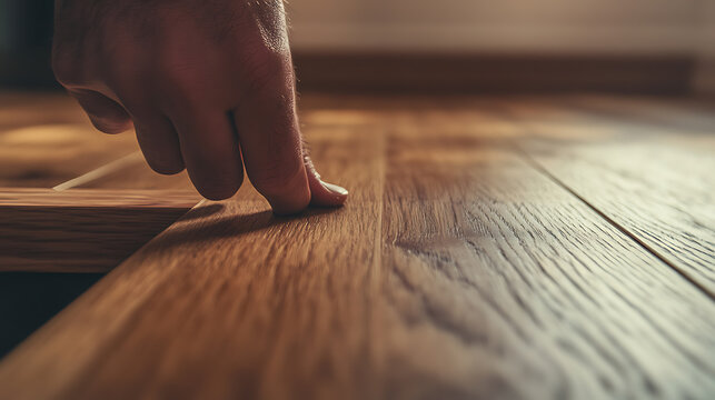 Carpenter crafting a custom wooden frame for a mirror. Highlighting woodworking and interior design
