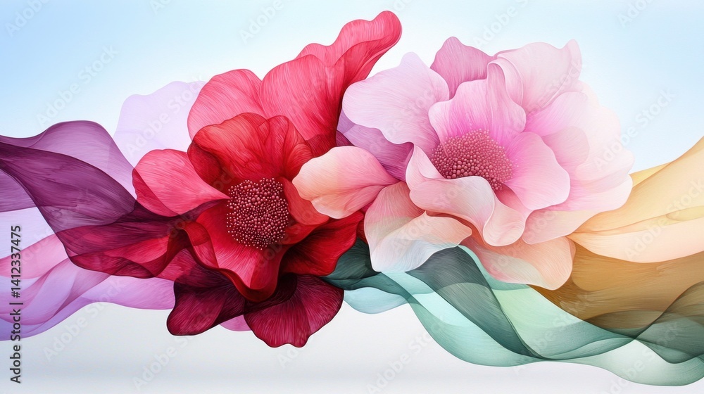 Poster blending fuchsia and rose gradients in smooth abstract flow