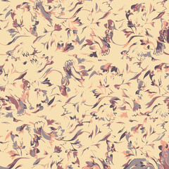 Fototapeta premium Expressive abstract floral pattern with flowing lines and blended colors in muted tones. Evokes a sense of artistic movement and organic beauty. Ideal for creative and contemporary designs