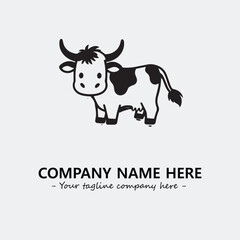 Cow illustration black and white for logo company vector image
