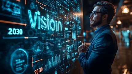 A businessperson presenting a bold vision for the future