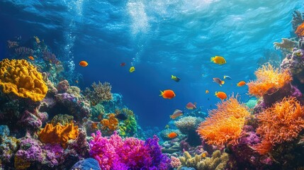 Fototapeta premium Colorful coral reef under the sea, ocean underwater world
