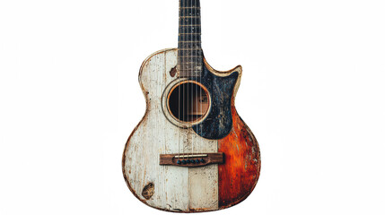 Fototapeta premium an old guitar on a transparent background, PNG image, PNG file, Generative art.
