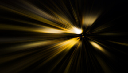 gold neon light streaks radiating from the center . Attract gold Line Movement, Abstract Wave Line, Light Technology Background, Copy Space .Sleek gold  neon light curves on a dark background
