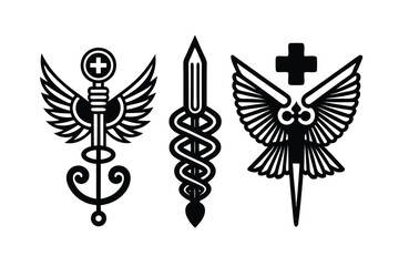 Symbols of Science Greek Medicine Industry Set